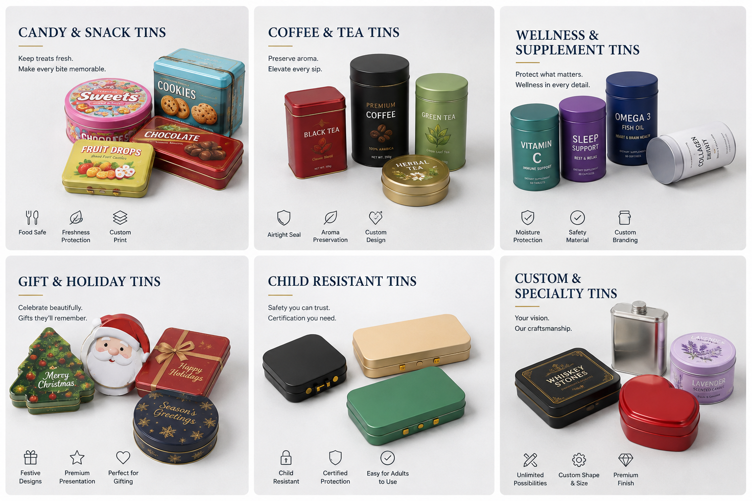 Tinsmith & Co. custom tin packaging showcase