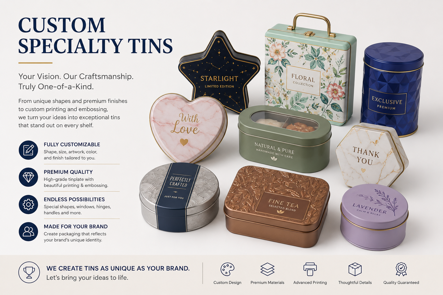 Custom custom specialty tin packaging
